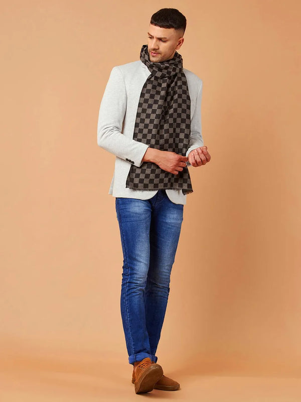 Classic Style Cashmere Muffler in Black & Grey