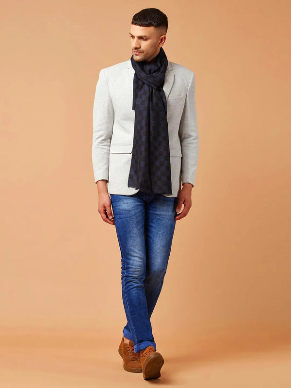 Soft Style Cashmere Stole in Navy Blue & Black