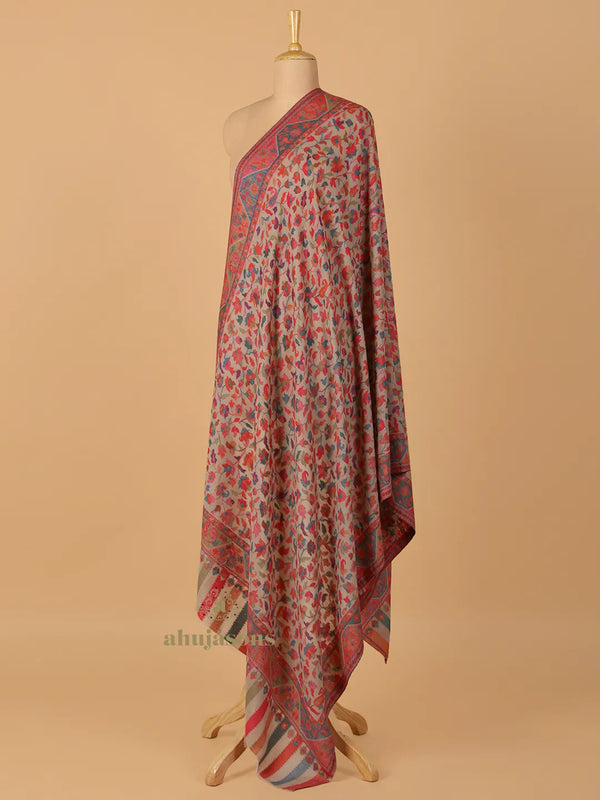 Elegant Shawl Wool Blend with Kaani Pattern in Beige
